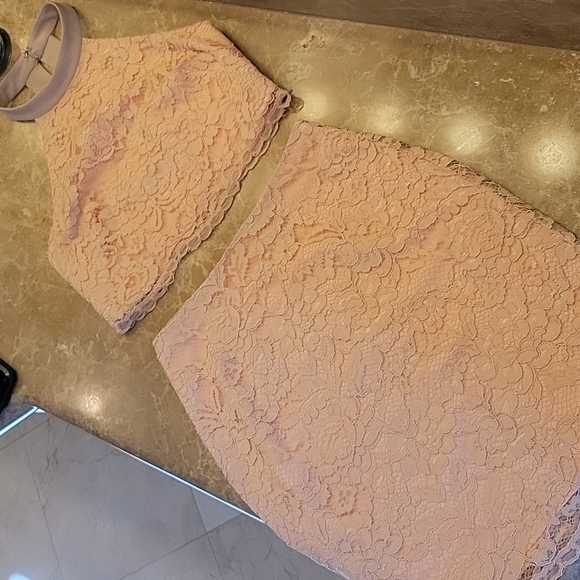 ABS Peach Lace Skirt Set,  Sz 4 - Picture 8 of 16